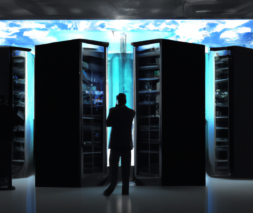 Engineer using AR overlays for real-time data center maintenance guidance