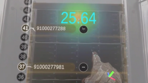 AR interface displaying anomaly detection and reporting in a data center