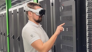 Interactive use of Apple Vision Pro glasses with DC Vision software in a data center.