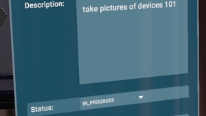 Engineer updating work orders via voice commands with AR technology